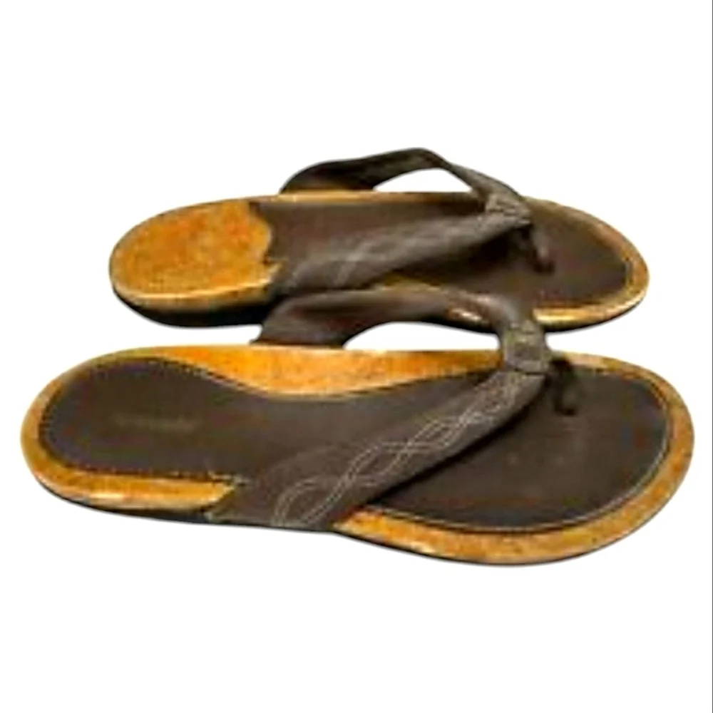 Speedo NWT sz 9 Brown Thong Flip Flops Women's Casual Flat Cork Insole